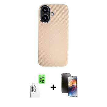 MARSİLYAN™- iPhone 16 Kılıf Eksen Prime - Siyah 3D Antistatik Mat Seramik Nano Ekran Koruyucu + Raze Metal Kamera Lens - BZ