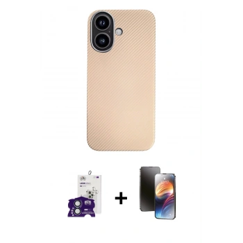 MARSİLYAN™- iPhone 16 Kılıf Eksen Prime - Siyah 3D Antistatik Mat Seramik Nano Ekran Koruyucu + Bilvis Titan Kamera Lens - YL