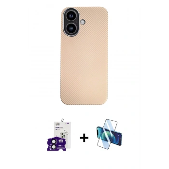 MARSİLYAN™- iPhone 16 Kılıf Eksen Prime - Siyah 3D Antistatik Seramik Nano Ekran Koruyucu + Bilvis Titan Kamera Lens - SH