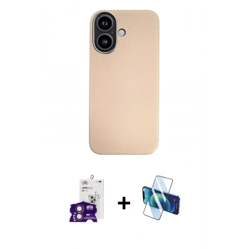 MARSİLYAN™- iPhone 16 Kılıf Eksen Prime - Siyah 3D Antistatik Seramik Nano Ekran Koruyucu + Bilvis Titan Kamera Lens - PE
