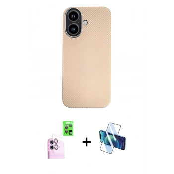 MARSİLYAN™- iPhone 16 Kılıf Eksen Prime - Siyah 3D Antistatik Seramik Nano Ekran Koruyucu + Raze Metal Kamera Lens - PE