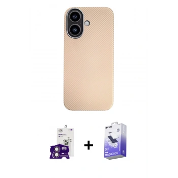 MARSİLYAN™- iPhone 16 Kılıf Eksen Prime - Siyah Bilvis 5in1 5D Magic Hayalet Cam Ekran Koruyucu + Bilvis Titan Kamera Lens - PE
