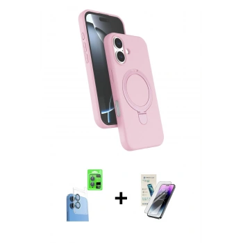 MARSİLYAN™- iPhone 16 Kılıf İz Işık Koleksiyonu - Şeffaf Pasifik Cam Ekran Koruyucu + Raze Metal Kamera Lens - LT