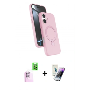 MARSİLYAN™- iPhone 16 Kılıf İz Işık Koleksiyonu - Şeffaf Pasifik Cam Ekran Koruyucu + Raze Metal Kamera Lens - PE