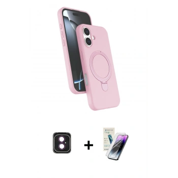 MARSİLYAN™- iPhone 16 Kılıf İz Işık Koleksiyonu - Şeffaf Pasifik Cam Ekran Koruyucu + PVD Metal Kamera Lens - PE