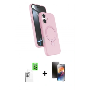MARSİLYAN™- iPhone 16 Kılıf İz Işık Koleksiyonu - Siyah 3D Antistatik Mat Seramik Nano Ekran Koruyucu + Raze Metal Kamera Lens - BZ