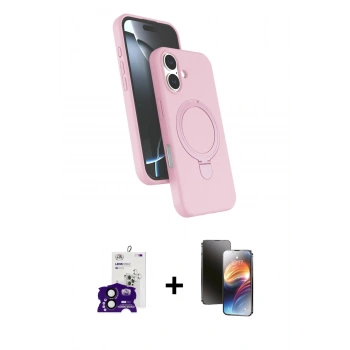 MARSİLYAN™- iPhone 16 Kılıf İz Işık Koleksiyonu - Siyah 3D Antistatik Mat Seramik Nano Ekran Koruyucu + Bilvis Titan Kamera Lens - SH