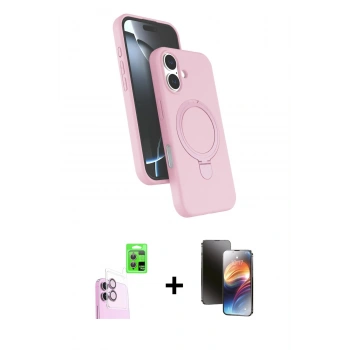 MARSİLYAN™- iPhone 16 Kılıf İz Işık Koleksiyonu - Siyah 3D Antistatik Mat Seramik Nano Ekran Koruyucu + Raze Metal Kamera Lens - PE