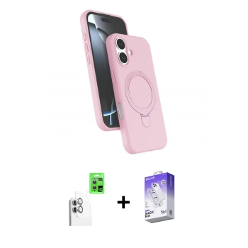 MARSİLYAN™- iPhone 16 Kılıf İz Işık Koleksiyonu - Siyah Bilvis 5in1 3D Magic Cam Ekran Koruyucu + Raze Metal Kamera Lens - BZ