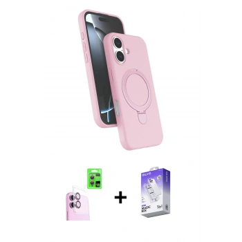 MARSİLYAN™- iPhone 16 Kılıf İz Işık Koleksiyonu - Siyah Bilvis 5in1 3D Magic Cam Ekran Koruyucu + Raze Metal Kamera Lens - PE