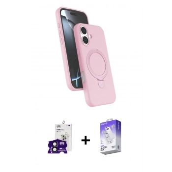 MARSİLYAN™- iPhone 16 Kılıf İz Işık Koleksiyonu - Siyah Bilvis 5in1 3D Magic Cam Ekran Koruyucu + Bilvis Titan Kamera Lens - SH