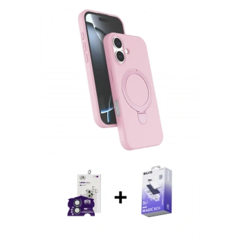 MARSİLYAN™- iPhone 16 Kılıf İz Işık Koleksiyonu - Siyah Bilvis 5in1 5D Magic Hayalet Cam Ekran Koruyucu + Bilvis Titan Kamera Lens - YL