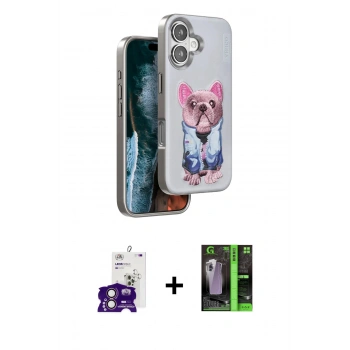 MARSİLYAN™- iPhone 16 Kılıf İz Minimal Koleksiyonu - Şeffaf 360 Full Body Arka Koruyucu + Bilvis Titan Kamera Lens - PE