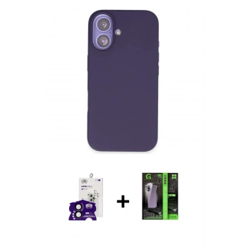 MARSİLYAN™- iPhone 16 Kılıf Kıvılcım Çizgi Serisi - Şeffaf 360 Full Body Arka Koruyucu + Bilvis Titan Kamera Lens - SH