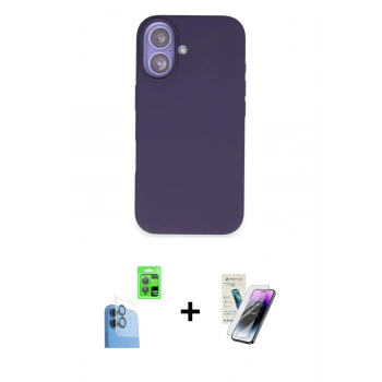 MARSİLYAN™- iPhone 16 Kılıf Kıvılcım Çizgi Serisi - Şeffaf Pasifik Cam Ekran Koruyucu + Raze Metal Kamera Lens - LT