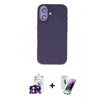 MARSİLYAN™- iPhone 16 Kılıf Kıvılcım Çizgi Serisi - Şeffaf Pasifik Cam Ekran Koruyucu + Bilvis Titan Kamera Lens - PE