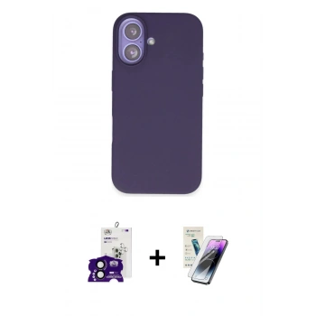 MARSİLYAN™- iPhone 16 Kılıf Kıvılcım Çizgi Serisi - Şeffaf Pasifik Cam Ekran Koruyucu + Bilvis Titan Kamera Lens - SH