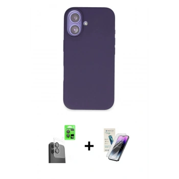 MARSİLYAN™- iPhone 16 Kılıf Kıvılcım Çizgi Serisi - Şeffaf Pasifik Cam Ekran Koruyucu + Raze Metal Kamera Lens - SH