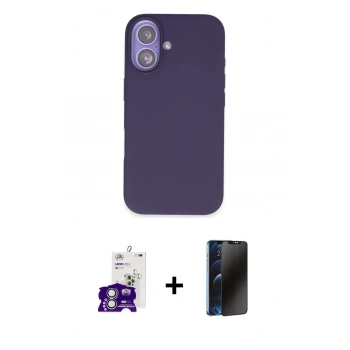 MARSİLYAN™- iPhone 16 Kılıf Kıvılcım Çizgi Serisi - Siyah 3D Antistatik Hayalet Cam Ekran Koruyucu + Bilvis Titan Kamera Lens - GS