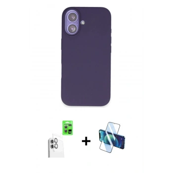 MARSİLYAN™- iPhone 16 Kılıf Kıvılcım Çizgi Serisi - Siyah 3D Antistatik Seramik Nano Ekran Koruyucu + Raze Metal Kamera Lens - BZ