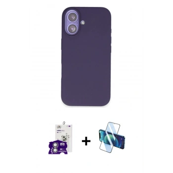 MARSİLYAN™- iPhone 16 Kılıf Kıvılcım Çizgi Serisi - Siyah 3D Antistatik Seramik Nano Ekran Koruyucu + Bilvis Titan Kamera Lens - GS