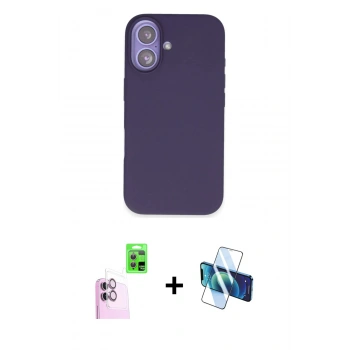 MARSİLYAN™- iPhone 16 Kılıf Kıvılcım Çizgi Serisi - Siyah 3D Antistatik Seramik Nano Ekran Koruyucu + Raze Metal Kamera Lens - PE