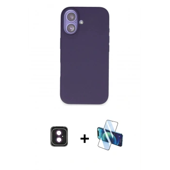 MARSİLYAN™- iPhone 16 Kılıf Kıvılcım Çizgi Serisi - Siyah 3D Antistatik Seramik Nano Ekran Koruyucu + PVD Metal Kamera Lens - PE