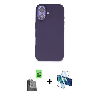 MARSİLYAN™- iPhone 16 Kılıf Kıvılcım Çizgi Serisi - Siyah 3D Antistatik Seramik Nano Ekran Koruyucu + Raze Metal Kamera Lens - SH