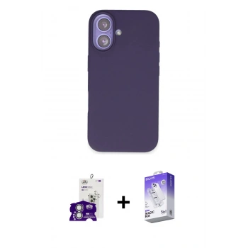MARSİLYAN™- iPhone 16 Kılıf Kıvılcım Çizgi Serisi - Siyah Bilvis 5in1 3D Magic Cam Ekran Koruyucu + Bilvis Titan Kamera Lens - GS