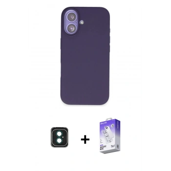 MARSİLYAN™- iPhone 16 Kılıf Kıvılcım Çizgi Serisi - Siyah Bilvis 5in1 3D Magic Cam Ekran Koruyucu + PVD Metal Kamera Lens - YL