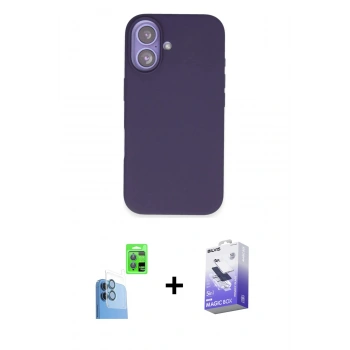 MARSİLYAN™- iPhone 16 Kılıf Kıvılcım Çizgi Serisi - Siyah Bilvis 5in1 5D Magic Hayalet Cam Ekran Koruyucu + Raze Metal Kamera Lens - LT