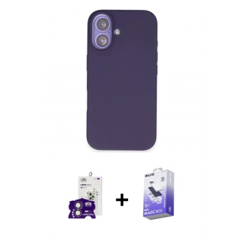 MARSİLYAN™- iPhone 16 Kılıf Kıvılcım Çizgi Serisi - Siyah Bilvis 5in1 5D Magic Hayalet Cam Ekran Koruyucu + Bilvis Titan Kamera Lens - PE