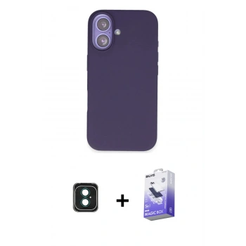 MARSİLYAN™- iPhone 16 Kılıf Kıvılcım Çizgi Serisi - Siyah Bilvis 5in1 5D Magic Hayalet Cam Ekran Koruyucu + PVD Metal Kamera Lens - YL