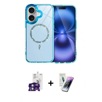 MARSİLYAN™- iPhone 16 Kılıf Kıvılcım Form Prime - Şeffaf Pasifik Cam Ekran Koruyucu + Bilvis Titan Kamera Lens - YL
