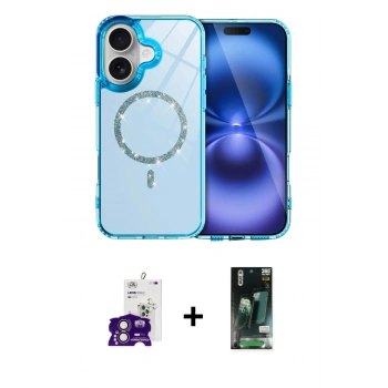 MARSİLYAN™- iPhone 16 Kılıf Kıvılcım Form Prime - Siyah 360 Mat Full Body Arka Koruyucu + Bilvis Titan Kamera Lens - PE