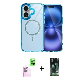 MARSİLYAN™- iPhone 16 Kılıf Kıvılcım Form Prime - Siyah 360 Mat Full Body Arka Koruyucu + Raze Metal Kamera Lens - PE