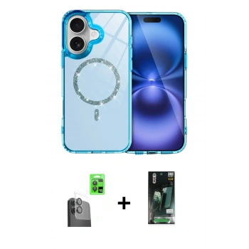 MARSİLYAN™- iPhone 16 Kılıf Kıvılcım Form Prime - Siyah 360 Mat Full Body Arka Koruyucu + Raze Metal Kamera Lens - SH