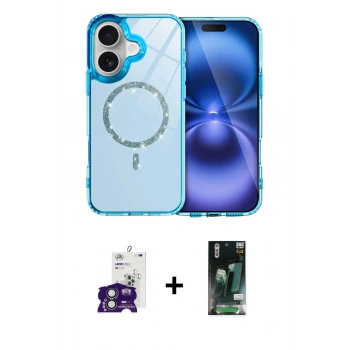 MARSİLYAN™- iPhone 16 Kılıf Kıvılcım Form Prime - Siyah 360 Mat Full Body Arka Koruyucu + Bilvis Titan Kamera Lens - YL