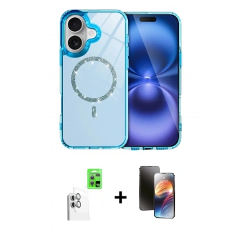 MARSİLYAN™- iPhone 16 Kılıf Kıvılcım Form Prime - Siyah 3D Antistatik Mat Seramik Nano Ekran Koruyucu + Raze Metal Kamera Lens - BZ