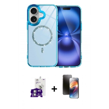 MARSİLYAN™- iPhone 16 Kılıf Kıvılcım Form Prime - Siyah 3D Antistatik Mat Seramik Nano Ekran Koruyucu + Bilvis Titan Kamera Lens - GS