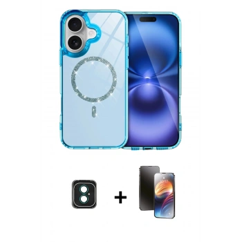MARSİLYAN™- iPhone 16 Kılıf Kıvılcım Form Prime - Siyah 3D Antistatik Mat Seramik Nano Ekran Koruyucu + PVD Metal Kamera Lens - YL