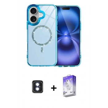 MARSİLYAN™- iPhone 16 Kılıf Kıvılcım Form Prime - Siyah Bilvis 5in1 3D Magic Cam Ekran Koruyucu + PVD Metal Kamera Lens - MI