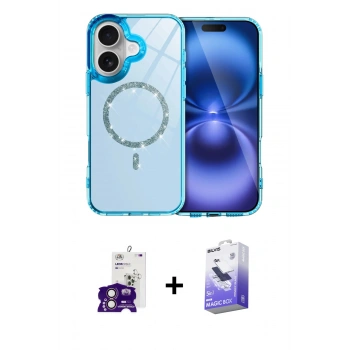 MARSİLYAN™- iPhone 16 Kılıf Kıvılcım Form Prime - Siyah Bilvis 5in1 5D Magic Hayalet Cam Ekran Koruyucu + Bilvis Titan Kamera Lens - PE