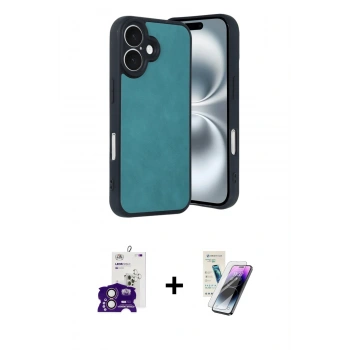 MARSİLYAN™- iPhone 16 Kılıf Kıvılcım Işık Serisi - Şeffaf Pasifik Cam Ekran Koruyucu + Bilvis Titan Kamera Lens - PE