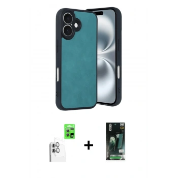 MARSİLYAN™- iPhone 16 Kılıf Kıvılcım Işık Serisi - Siyah 360 Mat Full Body Arka Koruyucu + Raze Metal Kamera Lens - BZ