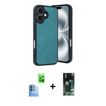 MARSİLYAN™- iPhone 16 Kılıf Kıvılcım Işık Serisi - Siyah 360 Mat Full Body Arka Koruyucu + Raze Metal Kamera Lens - LT