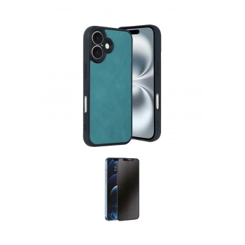 MARSİLYAN™- iPhone 16 Kılıf Kıvılcım Işık Serisi - Siyah 3D Antistatik Hayalet Cam Ekran Koruyucu
