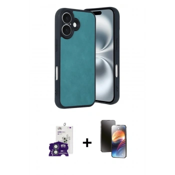 MARSİLYAN™- iPhone 16 Kılıf Kıvılcım Işık Serisi - Siyah 3D Antistatik Mat Seramik Nano Ekran Koruyucu + Bilvis Titan Kamera Lens - YL