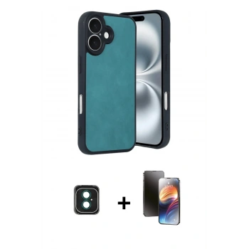 MARSİLYAN™- iPhone 16 Kılıf Kıvılcım Işık Serisi - Siyah 3D Antistatik Mat Seramik Nano Ekran Koruyucu + PVD Metal Kamera Lens - YL