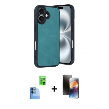 MARSİLYAN™- iPhone 16 Kılıf Kıvılcım Işık Serisi - Siyah 3D Antistatik Mat Seramik Nano Ekran Koruyucu + Raze Metal Kamera Lens - LT